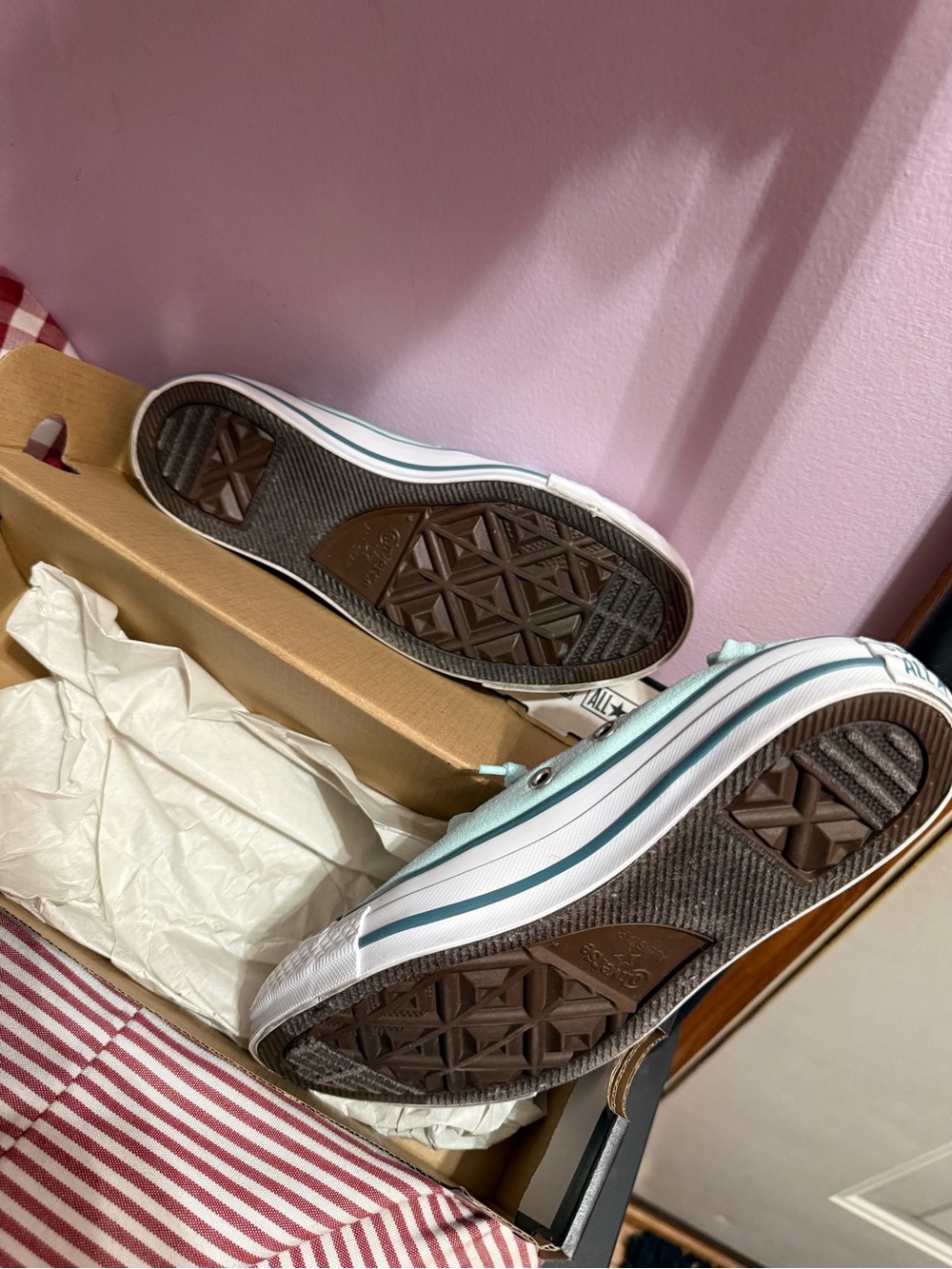 Converse Women’s CTAS Shoreline Low Top Slip-On Sneakers - Mint Teal White 6 - Picture 3 of 8